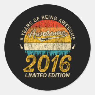 9 Year Old 2016 Retro Awesome 9th Birthday Gift Classic Round Sticker