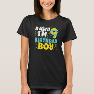 9 Year Old 9th Birthday Boy Dinosaur Toddler Kids  T-Shirt