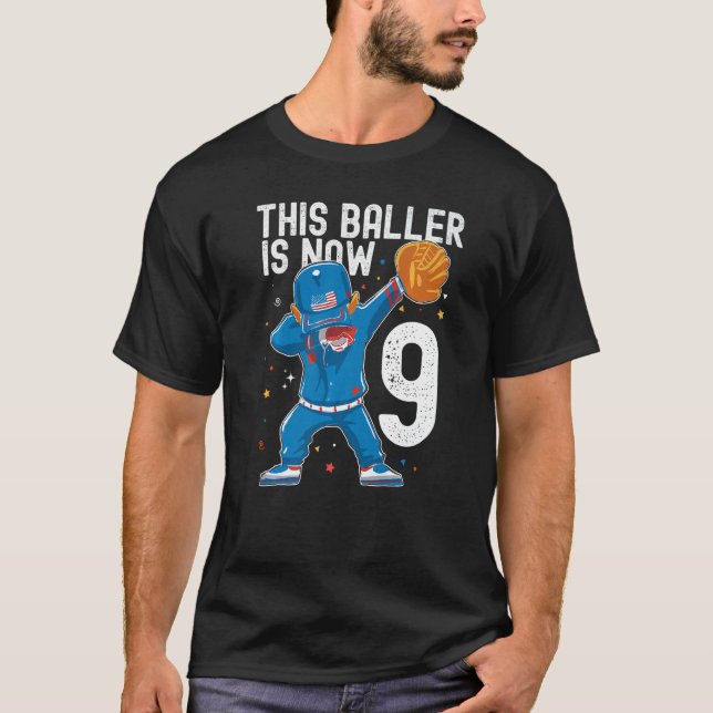 9 Year Old Baseball Birthday 9th Baller Player Boy T-Shirt