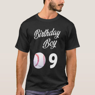 9 Year Old Baseball Birthday Party Boys Kids Nine  T-Shirt