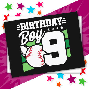 9 Year Old Baseball Party Theme 9th Birthday Boy Postcard