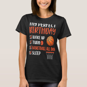 9 Year Old Basketball Birthday Party 9th Boy Bday  T-Shirt