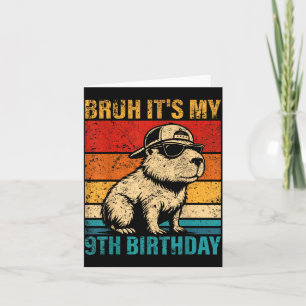 9 Year Old Birthday Boy Capybara Bruh 9th Birthday Card