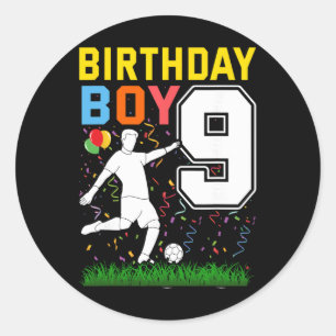 9 Year Old Birthday Boy Soccer 9th Birthday Boy Classic Round Sticker