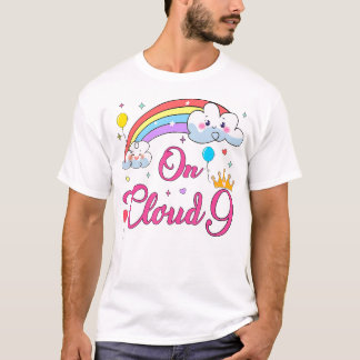 9 Year Old Birthday Decorations Rainbow On Cloud N T-Shirt