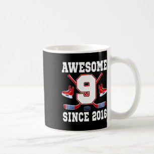 9 Year Old Birthday Ice Hockey Theme Awesome Since Coffee Mug