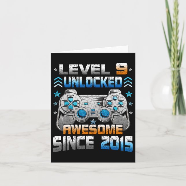 9 Year Old Birthday Kids Boy Gamer 9 Yr Level 9 Un Card (Front)