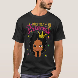 9 Year Old Birthday Princess 9th Birthday Melanin T-Shirt