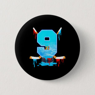 9 Year Old Boys 9th Birthday Ice Hockey Ice Cream 2 Inch Round Button