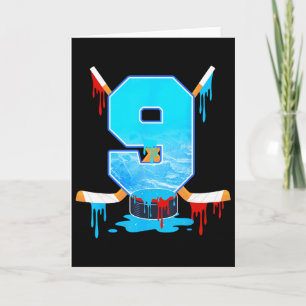 9 Year Old Boys 9th Birthday Ice Hockey Ice Cream Card