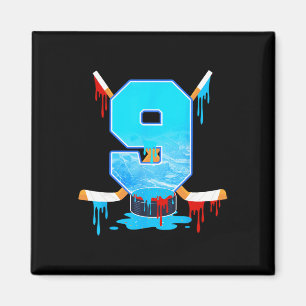 9 Year Old Boys 9th Birthday Ice Hockey Ice Cream Magnet