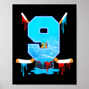 9 Year Old Boys 9th Birthday Ice Hockey Ice Cream  Poster