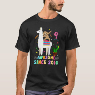 9 Year Old Dab Sloth Riding Unicorn 2014 9th Birth T-Shirt