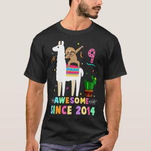 9 Year Old Dab Sloth Riding Unicorn 2014 9th Birth T-Shirt