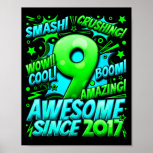 9 Year Old For Boys 9th Birthday Boy 9 Year Old Bo Poster