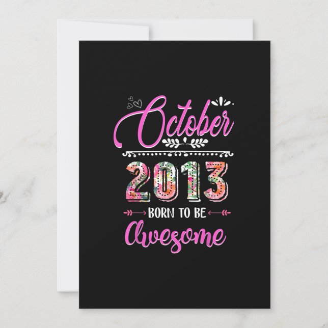 9 Year Old Gifts 9th Birthday Girl Awesome October Invitation (Front)