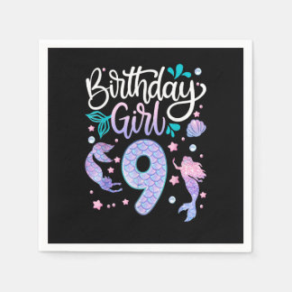 9 Year Old Gifts Birthday Girl Kids 9th Birthday M Napkin