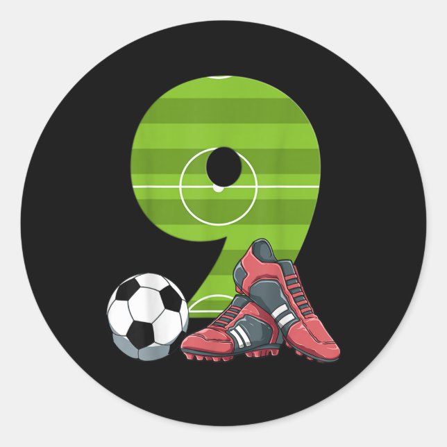 9 year old Gifts Dabbing boy Soccer Player 9th bir Classic Round Sticker (Front)