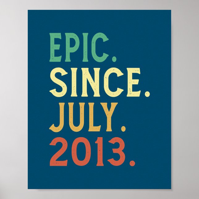 9 Year Old Gifts Epic Since July 2013 9th Poster (Front)