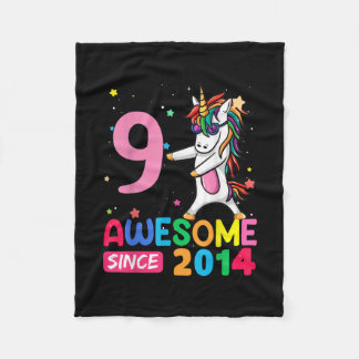 9 Year Old Gifts Girls Teens Funny Unicorn 9th Bir Fleece Blanket