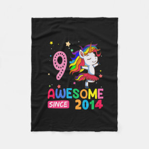 9 Year Old Gifts Girls Teens Funny Unicorn 9th Bir Fleece Blanket