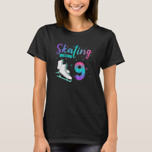 9 Year Old Girl Ice Skating Into 9th Birthday Kids T-Shirt
