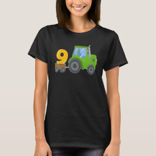 9 Year Old Green Farm Tractor Birthday Party Farme T-Shirt