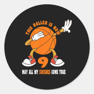 9 Year Old Happy 9th Birthday Basketball 9th Birth Classic Round Sticker