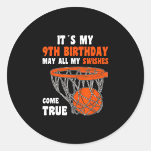 9 Year Old Happy 9th Birthday Sketll 9th Birthday  Classic Round Sticker