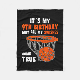 9 Year Old Happy 9th Birthday Sketll 9th Birthday  Fleece Blanket
