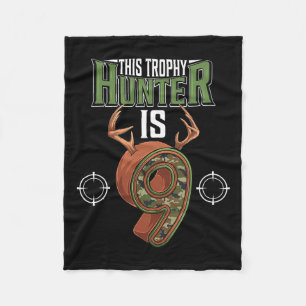 9 Year Old Hunting 9th Birthday Party Deer Hunter  Fleece Blanket