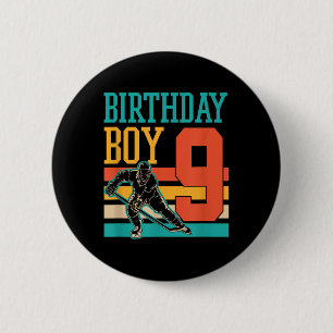 9 Year Old Ice Hockey Themed 9th Birthday Party Su 2 Inch Round Button