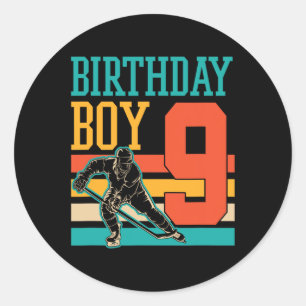 9 Year Old Ice Hockey Themed 9th Birthday Party Su Classic Round Sticker