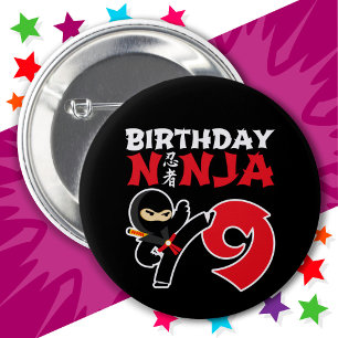 9 Year Old Karate Ninja Party Kids 9th Birthday 2 Inch Round Button