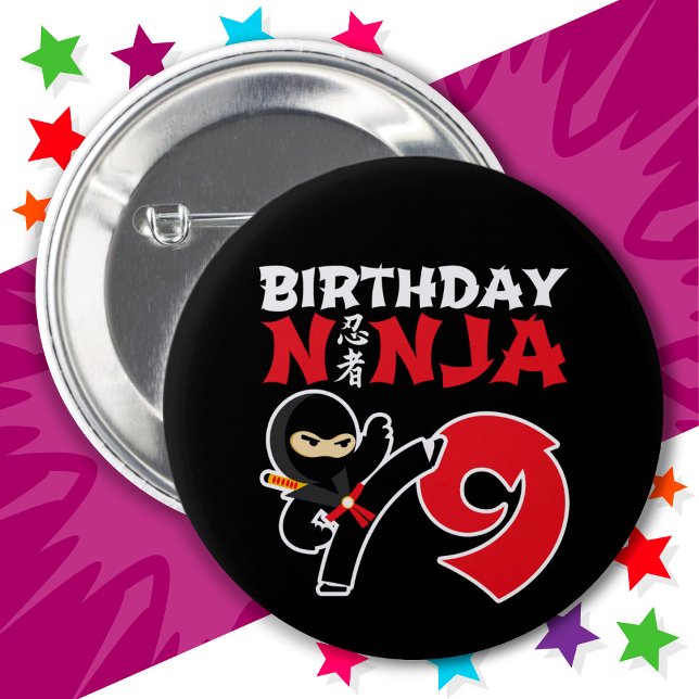 9 Year Old Karate Ninja Party Kids 9th Birthday 2 Inch Round Button (Creator Uploaded)