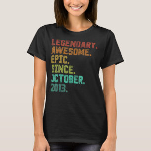 9 Year Old Legend Since October 2013 9th Birthday T-Shirt