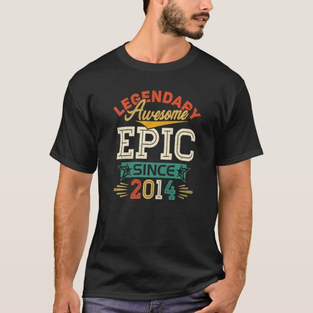 9 Year Old Legendary Awesome Epic Since 2014 9th B T-Shirt (Front)