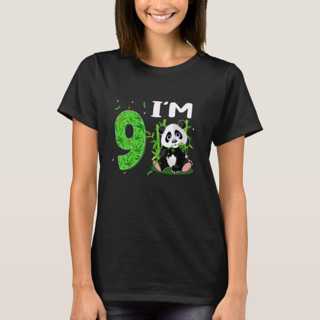 9 Year Old Panda 9th Birthday Party Animal Panda L T-Shirt (Front)