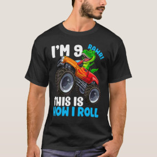 9 Year Old Rex Dinosaur Monster Truck 9th Birthday T-Shirt