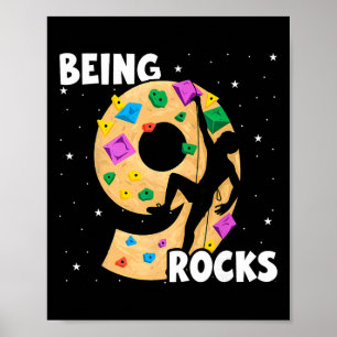 9 Year Old Rock Climbing 9th Birthday Adventures C Poster