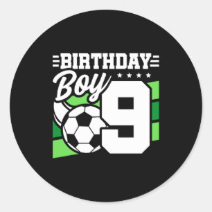 9 Year Old Soccer Football Party 9th Birthday Boy Classic Round Sticker