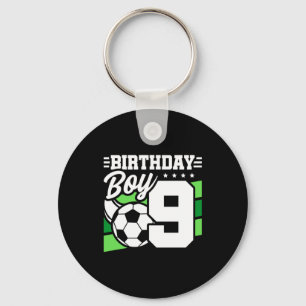 9 Year Old Soccer Football Party 9th Birthday Boy Keychain