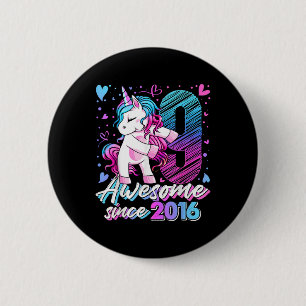 9 Year Old Unicorn Gifts For Girls 9th Birthday Gi 2 Inch Round Button