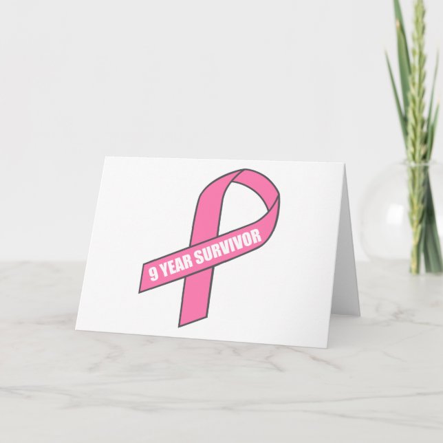 9 Year Survivor (Breast Cancer Pink Ribbon) Card (Front)