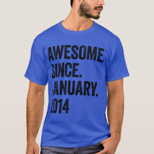 9 Years Awesome Since January 2014 9th Birthday T-Shirt
