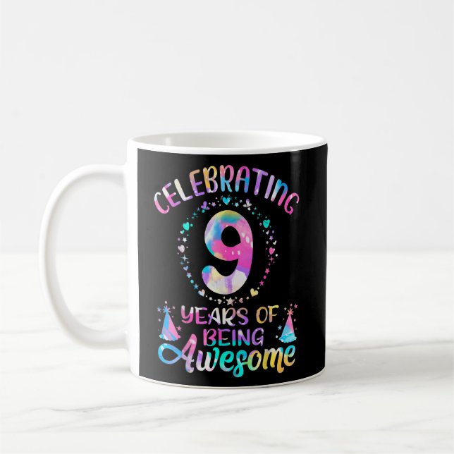 9 Years Of Being Awesome 9 Years Old 9th Birthday  Coffee Mug (Left)