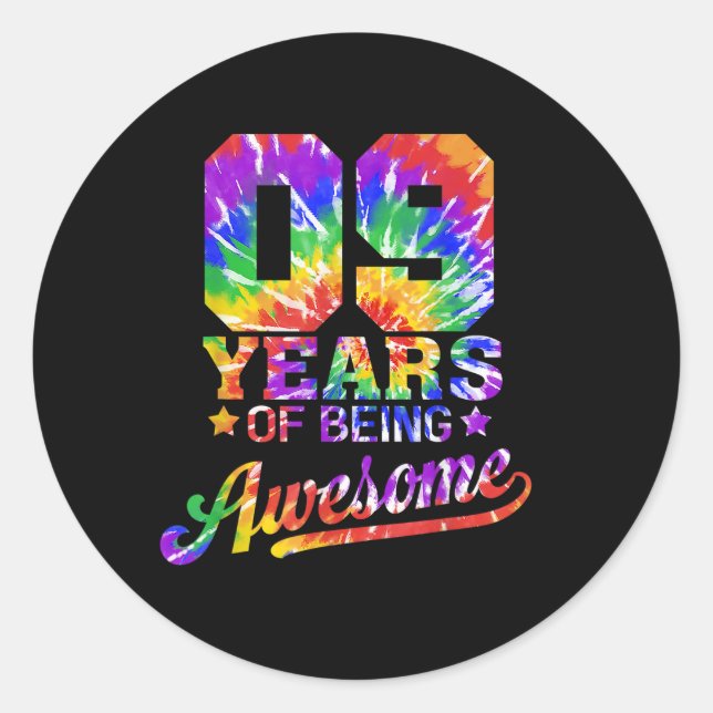 9 Years of Being Awesome 9th Birthday Gift Classic Round Sticker (Front)
