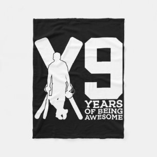 9 Years Of Being Awesome Cricket 9th Birthday Fleece Blanket
