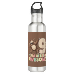 9 Years Of Being Awesome Dabbing Sloth 9th Birthda 710 Ml Water Bottle