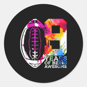 9 Years Of Being Awesome Football 9th Birthday  Classic Round Sticker